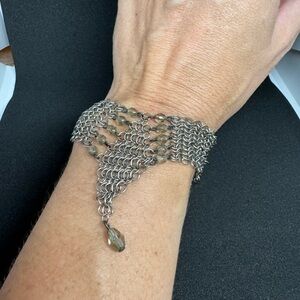 Unique Silver Mesh Beaded Bracelet